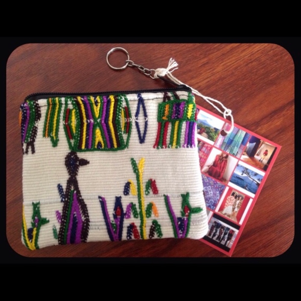 Ketzali yob recycled textile pouch with key ring
